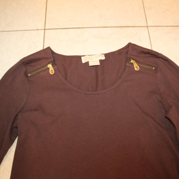 MICHAEL KORS BROWN COTTON SHIRT WITH ZIPPER DETAILS XS / XP - Picture 1 of 5